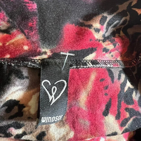 Windsor Medium Abstract Bodycon Mini Skirt Stretch Knit Pull On Dark Color Tone - Picture 5 of 5